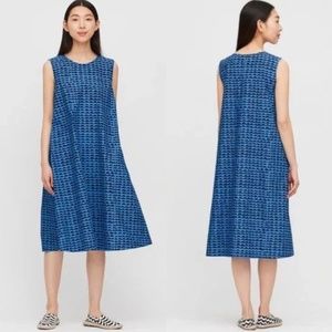 Marimekko x Uniqlo Blue Patterned A Line Sleeveless Shift Dress Size Small